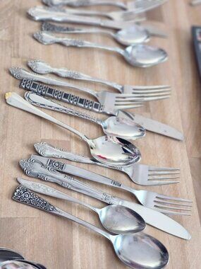 Sets of Mismatched Flatware 20 pcs- Service for 4- Eclectic Boho Stainless Steel